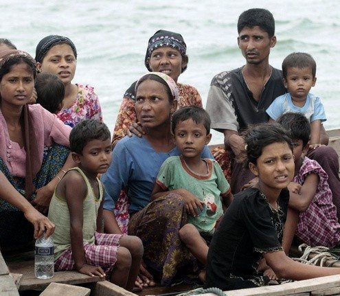 Rohingya Muslims on a boat