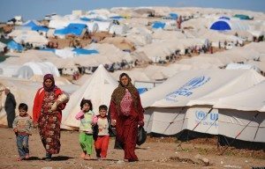 Syrian refugees in a camp